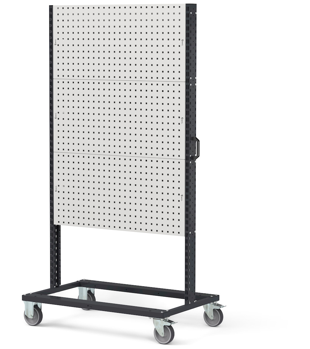 Bin Cart met 2-zijdig 2 of 3 perfo panelen boven elkaar 1067mmBx668mmDx1357/1965mmH BINCART1008/09 2