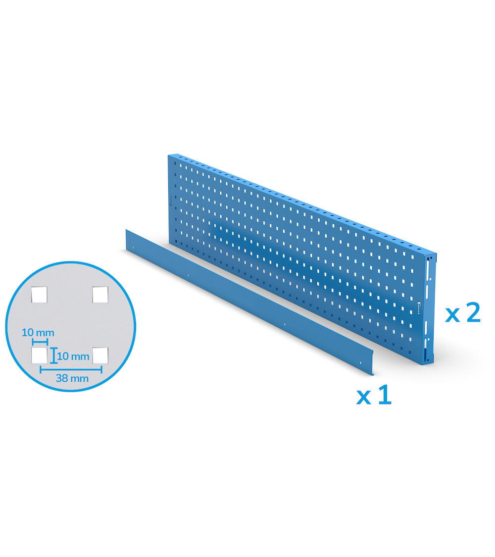 Set van 2 perfo panelen met 1 stoprand - 1438mmBx40mmDx304mmH 1